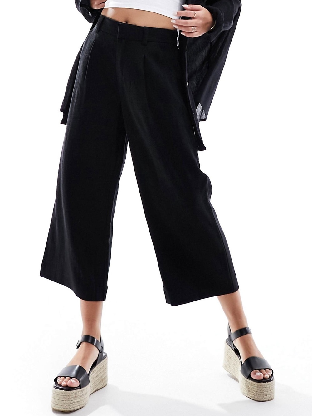ASOS linen wide leg crop trouser pant 4 classic minimalist timeless old money